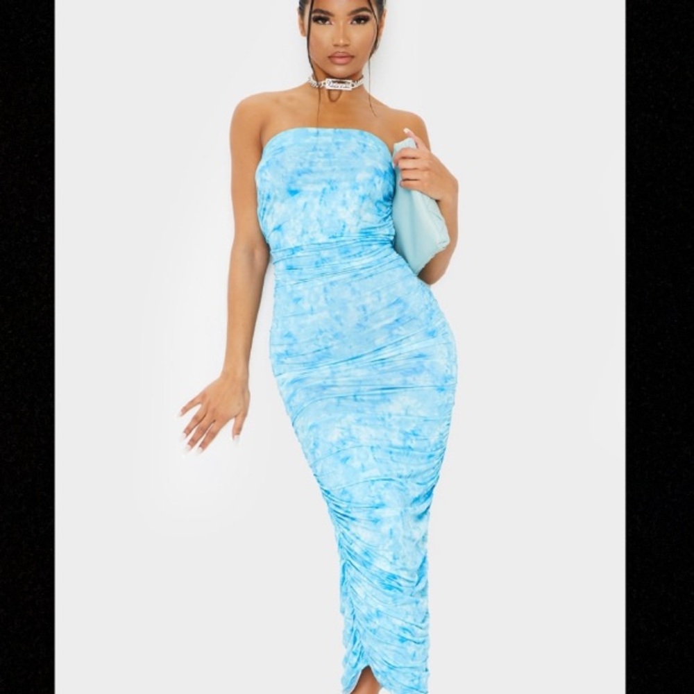 Blue drip tie dye dress